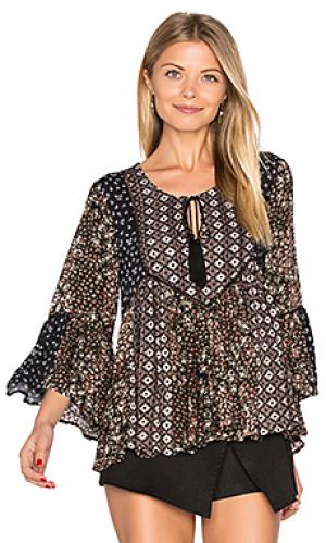 Мозаичная цветочная блуза Ella Moss. Цвет: черный
