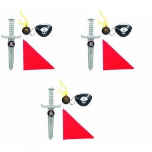 Набор пирата, карнавальный, детский, 4 предмета(3 набора в комплекте) Happy Pirate. Цвет: микс/серый