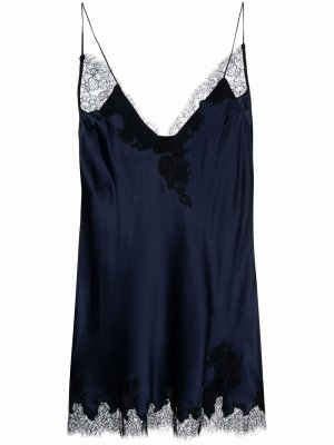 Платье-комбинация с V-образным вырезом Carine Gilson. Цвет: синий