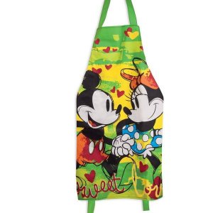 [A2007] - Хлопковый дизайнерский фартук Mickey & Minnie зеленый (сладкая любовь) 88x60см Disney