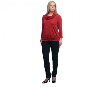 Блузка женская офисная повседневная однотонная с воротником-хомут 7/8 рукав plus size (большие размеры) OLS. Цвет: красный