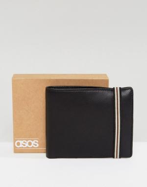 Кожаный черный бумажник с эластичным ремешком ASOS. Цвет: черный