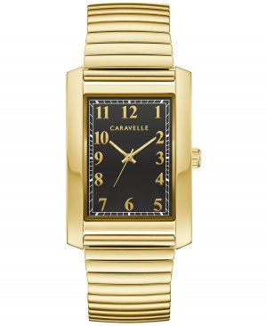 Мужские деловые золотистые часы с расширительным браслетом из нержавеющей стали, 30 мм Caravelle