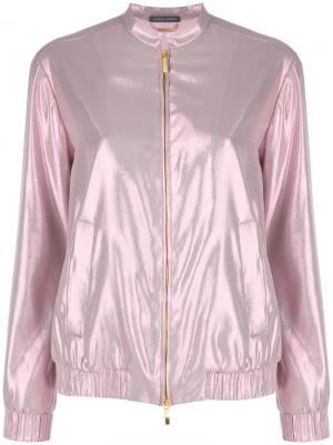 Куртка-бомбер с металлическим отблеском Alberta Ferretti. Цвет: розовый