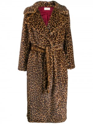 Пальто с поясом и леопардовым принтом Sara Battaglia
