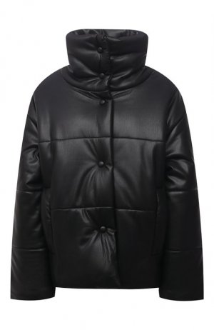Утепленная куртка из экокожи Nanushka. Цвет: чёрный