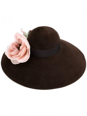 Шляпа с широкими полями Corsage Gucci. Цвет: коричневый