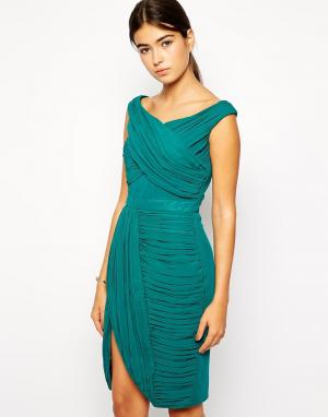 Платье со сборками на юбке Ealing VLabel London. Цвет: синевато-зеленый