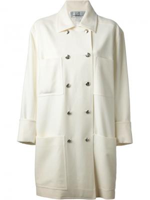 Двубортное пальто Jean Louis Scherrer Pre-Owned. Цвет: белый