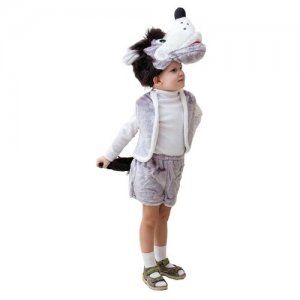 Карнавальный костюм Страна Карнавалия Волк, шапка, жилет, шорты с хвостом 5-7 лет, рост 122-134 Бока. Цвет: серый