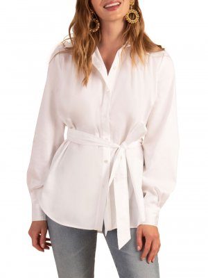 Поплиновая рубашка Respendent с поясом и пуговицами спереди , белый Trina Turk