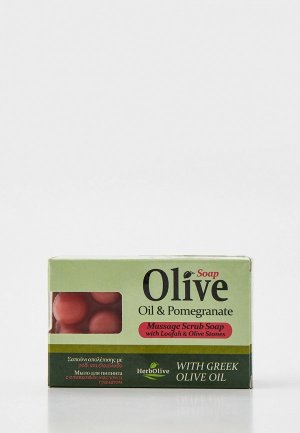 Мыло HerbOlive массажное для пилинга с экстрактом граната против целлюлита, 100 г. Цвет: красный