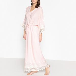Платье длинное с вышивкой JEMMA VALERIE KHALFON. Цвет: розовый