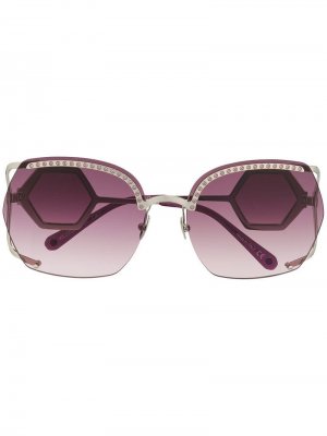 Солнцезащитные очки в массивной оправе Philipp Plein. Цвет: розовый