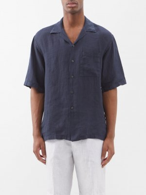 Льняная рубашка с короткими рукавами , синий 120% Lino