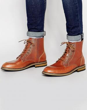 Светло-коричневые кожаные ботинки на шнуровке PETER WERTH. Цвет: рыжий