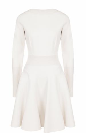 Приталенное мини-платье с длинным рукавом Alaia. Цвет: белый