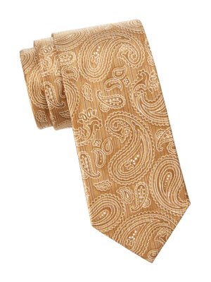 Шелковый галстук с пейсли , цвет Light Brown Brioni