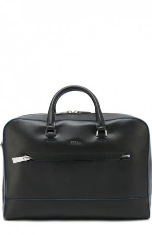 Кожаная сумка для ноутбука с плечевым ремнем Furla. Цвет: черный