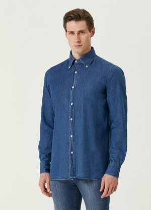 Синяя джинсовая рубашка LUIGI BORRELLI