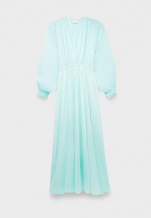 Платье Forte cotton silk voile drawstring dress aquatic. Цвет: голубой