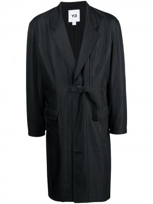 Пальто с поясом Y-3. Цвет: черный