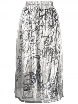 High-waisted metallic midi skirt Junya Watanabe. Цвет: серебристый