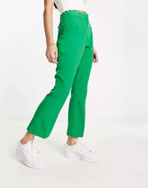 Зеленые укороченные расклешенные брюки Miss Selfridge. Цвет: зеленый