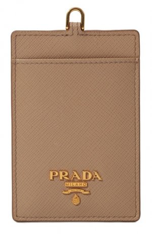 Кожаный футляр для кредитных карт Prada. Цвет: бежевый