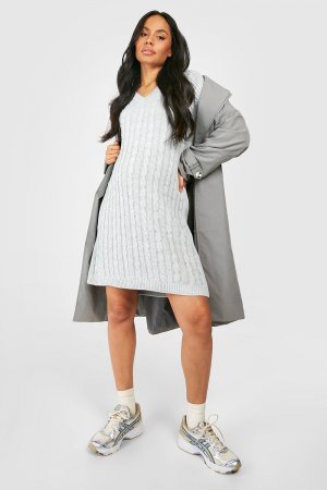 Трикотажное платье-свитер для беременных с v-образным вырезом , серый Boohoo