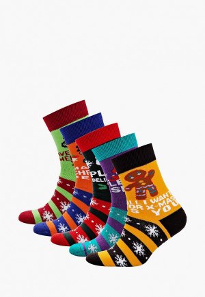 Носки 5 пар bb socks в подарочной коробке. Цвет: разноцветный