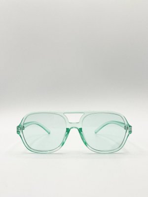 Солнцезащитные очки-навигатор в прозрачной пластиковой оправе , зеленый SVNX