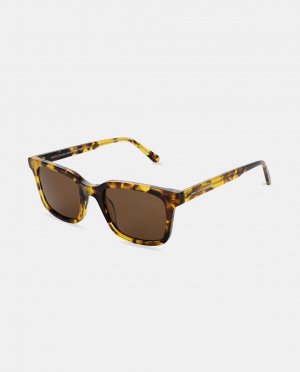 Прямоугольные мужские солнцезащитные очки из ацетата гаваны , темно коричневый Benetton