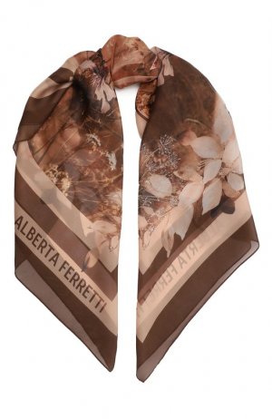 Шелковый платок Alberta Ferretti. Цвет: коричневый