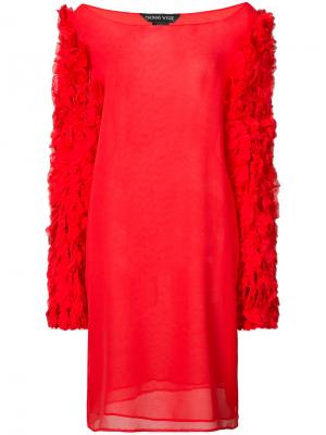 Прозрачное платье с приспущенными плечами Thomas Wylde. Цвет: красный