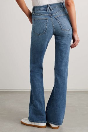 + NET SUSTAIN Расклешенные джинсы Reese со средней посадкой из органического хлопка с эффектом потертости, синий SLVRLAKE