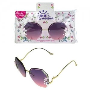 Солнцезащитные очки со стразами, фиолетово-розовый Lukky