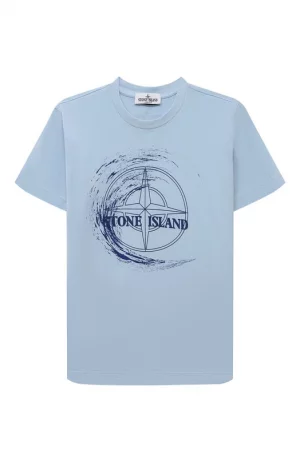 Хлопковая футболка Stone Island. Цвет: голубой