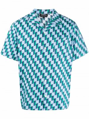 Рубашка с короткими рукавами и геометричным узором A.P.C.. Цвет: синий