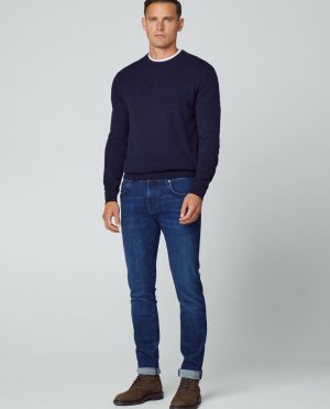 Узкие мужские джинсы с эффектом потертости синего цвета , синий Hackett