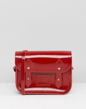 Небольшая сумка сэтчел из лакированной красной кожи Cambridge Satc Satchel Company. Цвет: красный
