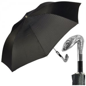 Зонт складной с ручкой в виде змеи Pasotti. Цвет: черный