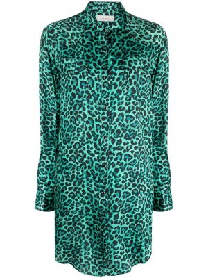 Платье-рубашка с леопардовым принтом Laneus. Цвет: зеленый