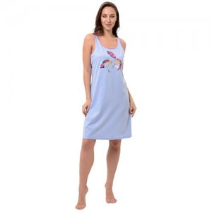 Сорочка средней длины, без рукава, трикотажная, размер 54, розовый, голубой Натали. Цвет: голубой
