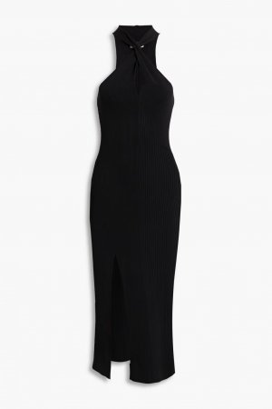 Двухцветное платье миди в рубчик Daija перекрученного цвета , черный Nicholas