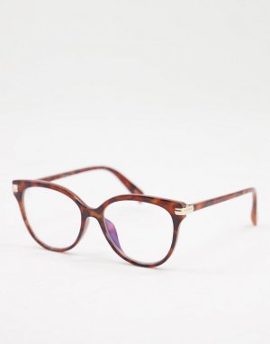 Женские круглые черепаховые очки с прозрачными стеклами -Коричневый цвет Jeepers Peepers