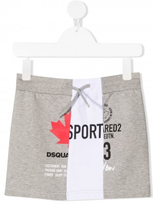 Юбка с контрастными вставками и логотипом Dsquared2 Kids. Цвет: серый