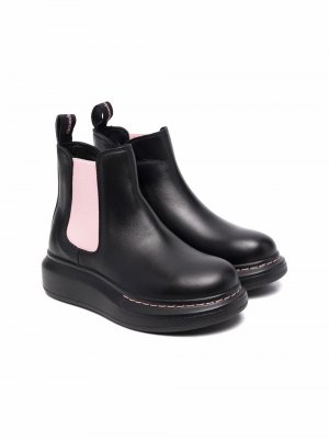 Slip-on leather ankle boots Alexander McQueen Kids. Цвет: черный