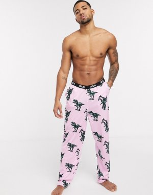 Розовые пижамные брюки с принтом динозавров -Розовый ASOS DESIGN