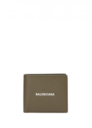 Белый мужской кожаный кошелек цвета хаки с логотипом Balenciaga